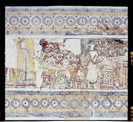 Tieropfer, vom Sarkophag von Agia Triada, minoisch, ca. 1400 v. Chr. (Fresko auf Kalkstein)